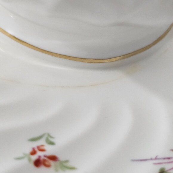 Minton Marlow Floral Gravy Boat Attached Underplate vtg Globe backstamp1950s ros - Picture 11 of 12